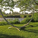 Hængekøjestativ fremstillet af imprægneret limtræ til 1 personers hængekøjer.