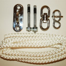 Denne godkendte loftophæng indeholder øje plade, bolter, ottetalskrog og reb.